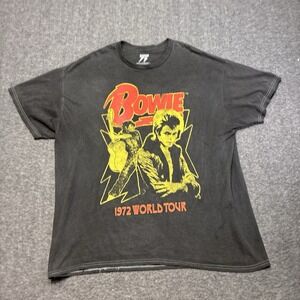David Bowie 1972‎ World Tour Graphic T-shirt Men Large Black Music Retro Band